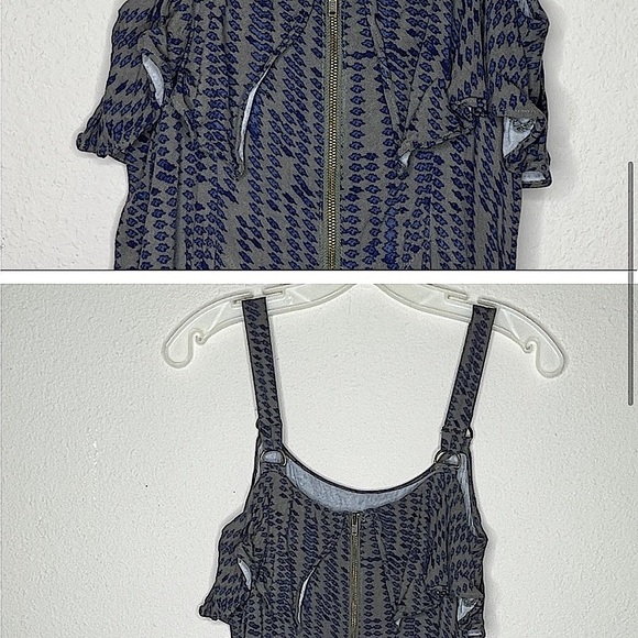 Free People Blue & Grey Tiered Dress, Size 8 - Picture 3 of 4